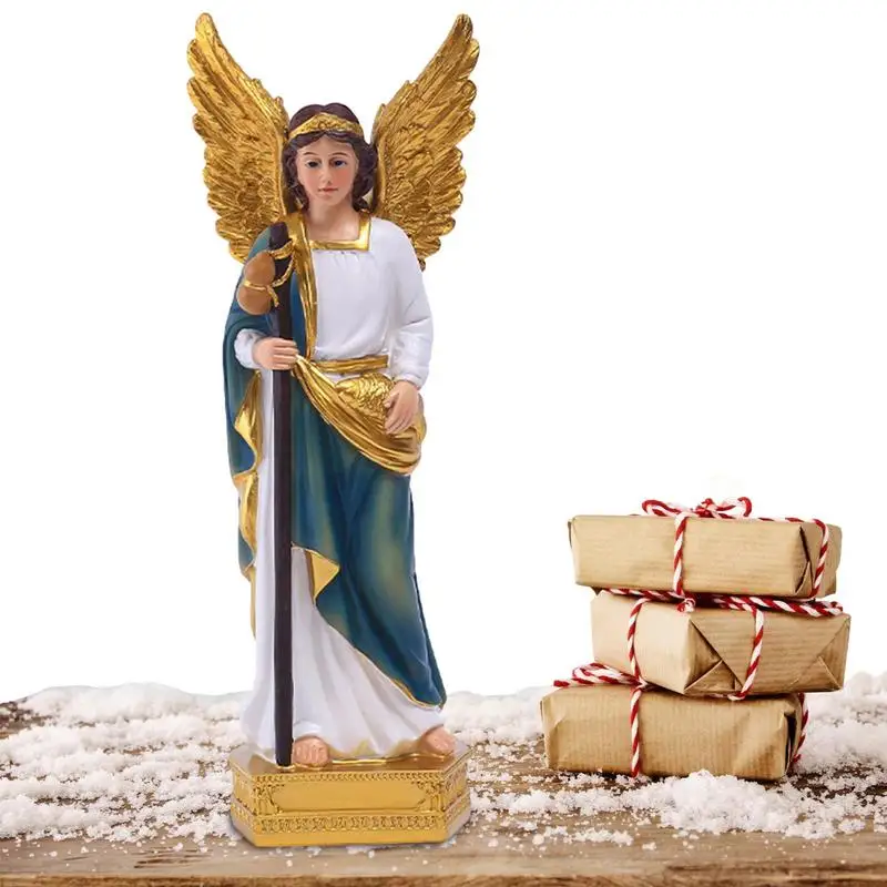 

Resin Angel Statue Indoor Resin Archangel Saint Raphael Tabletop Decor Festival Supply Christmas Figurine For Tv Cabinets