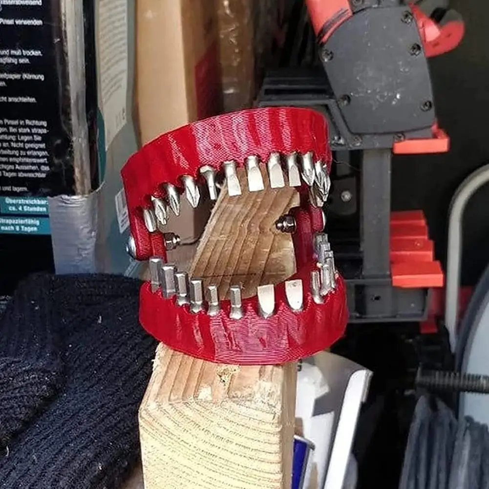 Funny Denture Drill Bit Holder Teeth Model Design Screwdriver Bit With 28 Bits Fits 1/4 Inch Hex And Drive Adapter Tools