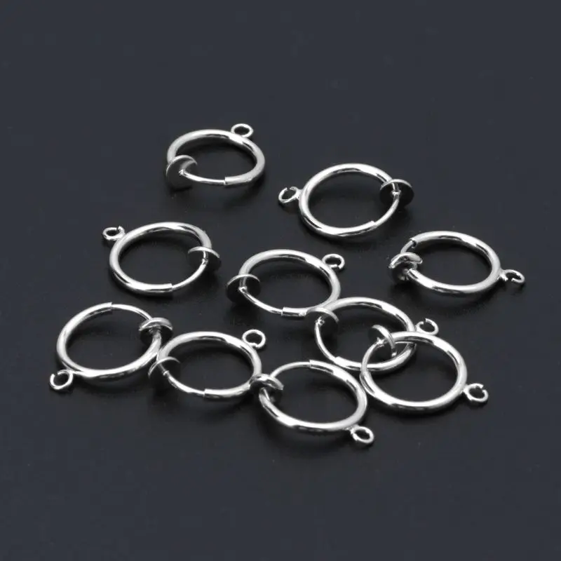 10x Earrings Clip On Hoop Earrings for Women Girl Teen Silver Gold Tone Brass Spring Hoops for Non-Pierced Ears Jewelry K3ND