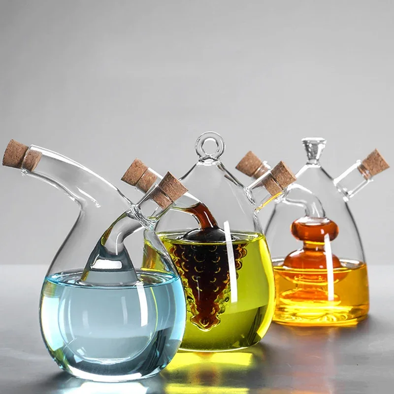 Creative Oil Pot Glass Kitchen Household Oil Vinegar Bottle Seasoning Bottle Two-in-one Thickened Lead-free Double Glass Pot