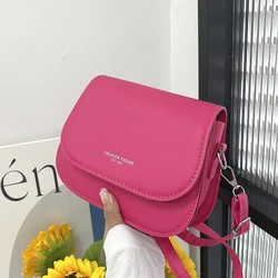 Vintage Saddle Crossbody Bag: Luxury Design in PU Leather - 19x7x15cm (Hotpink)