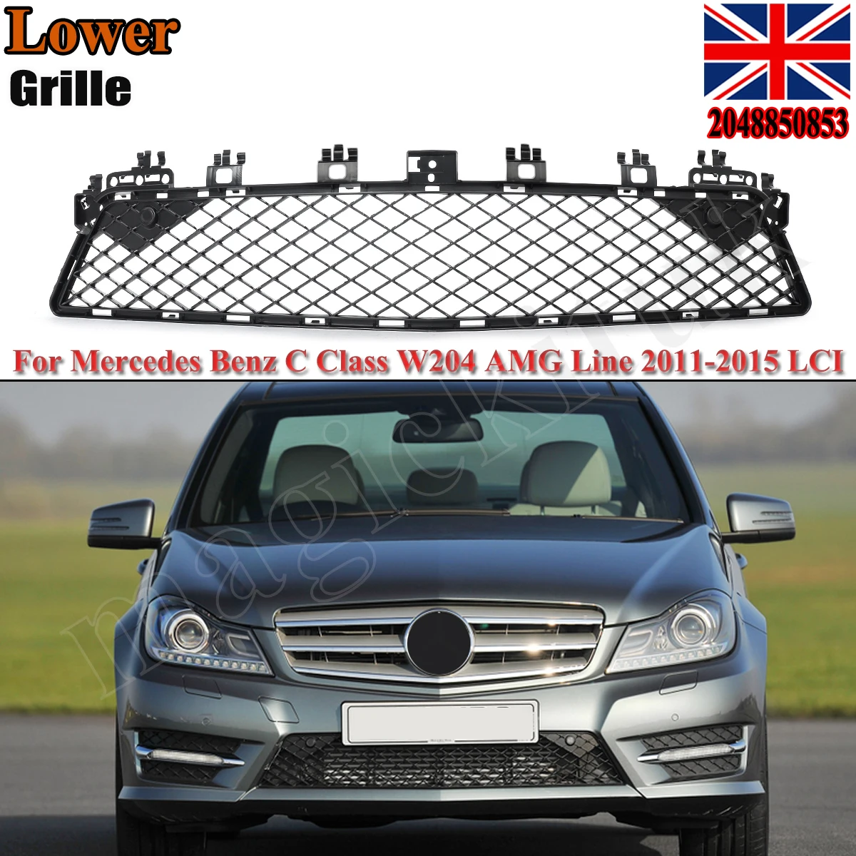 Center Grill For Mercedes W204 Front Bumper C Class C180 C230 C300 C350 2011-2014 for Amg Front Lower Grill Grille #