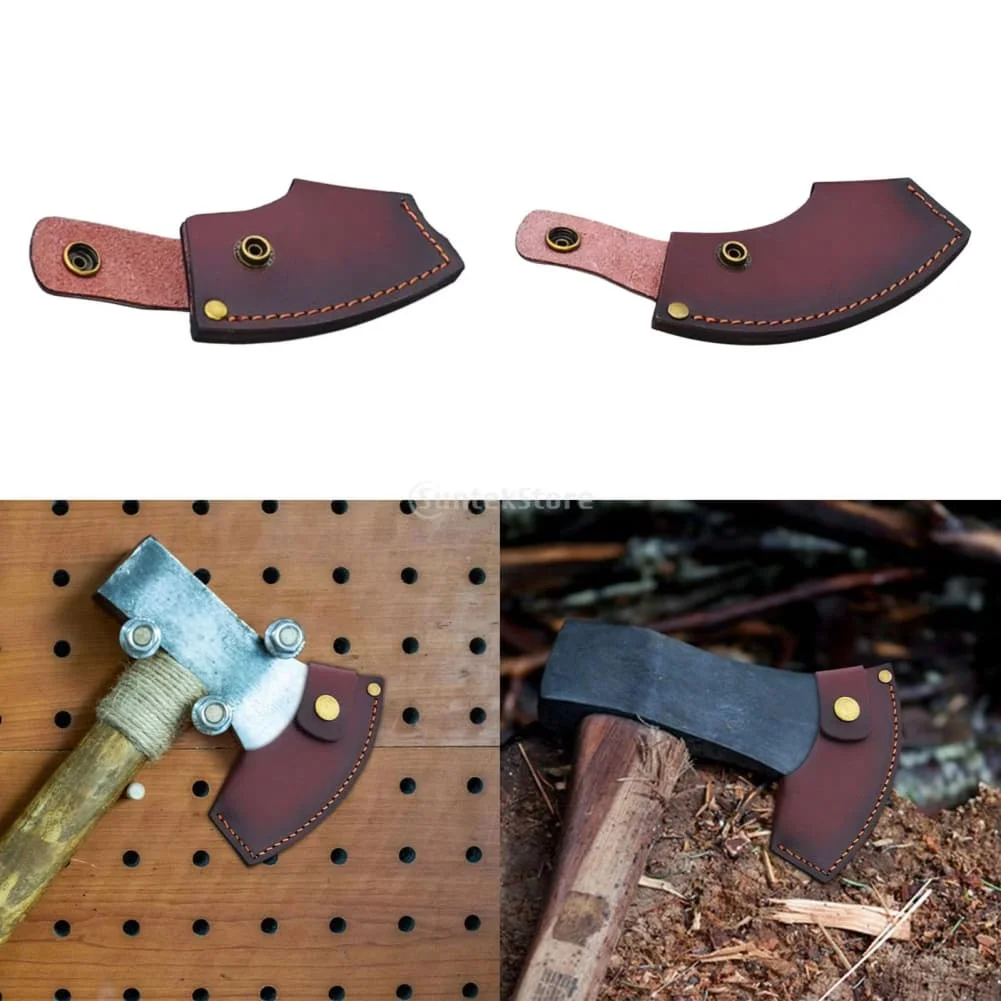 Leather Axe Cover with Secure Attachment and Easy Access Loop for Safe and Convenient Use in Outdoor Activities
