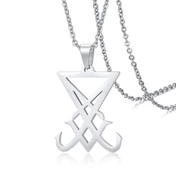 Silver Sigil of Lucifer Pendant Stainless Steel Necklace (Silver)