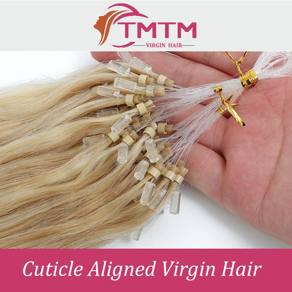 Straight Micro Loop Human Hair Extensions Kit 50 100 Strands Brazilian Virgin Hair Invisible Micro Ring Beads Natural 1G/Pc