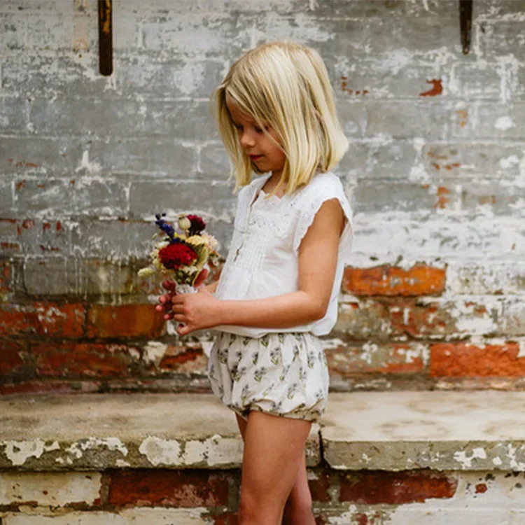Baby Girl Summer Toddler Girls Bloomers Cotton Linen Loose Fresh Style Shorts Ruffle Flower LCC