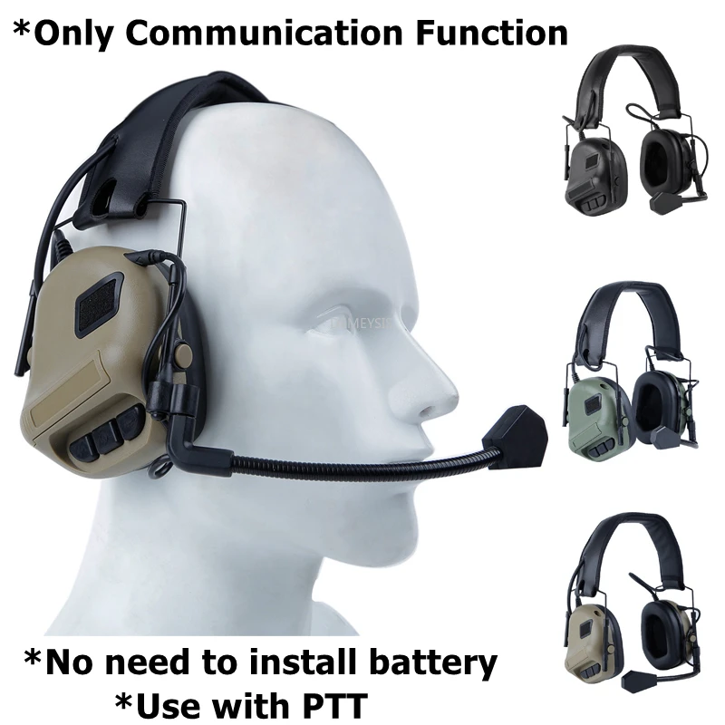 Tactical Headsets Shooting Earmuff Use with PTT Walkie Talkie Radio