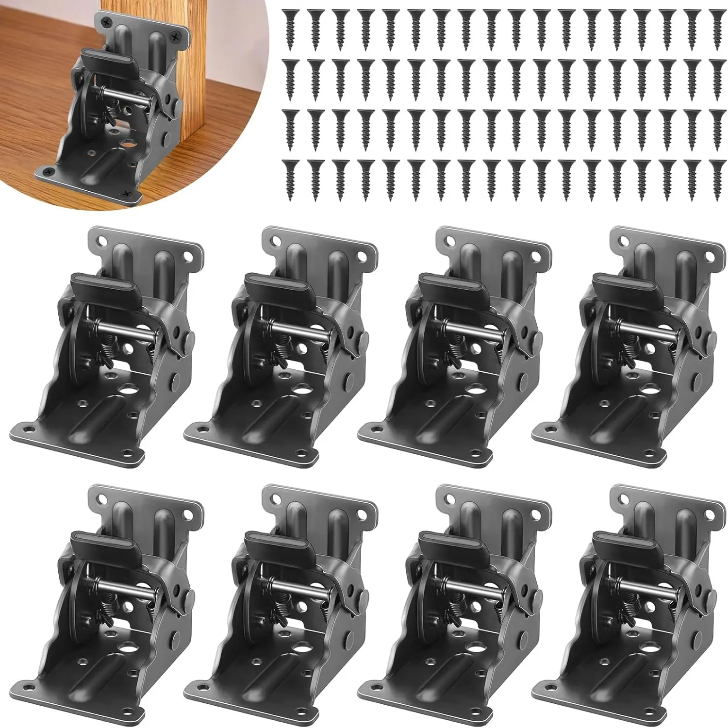 บานพับพับได้แบบล็อคอัตโนมัติ TopDirect 2/4/6/8 ชิ้น สำหรับซ่อมเฟอร์นิเจอร์ ตู้ โต๊ะ ใช้ในบ้าน 1