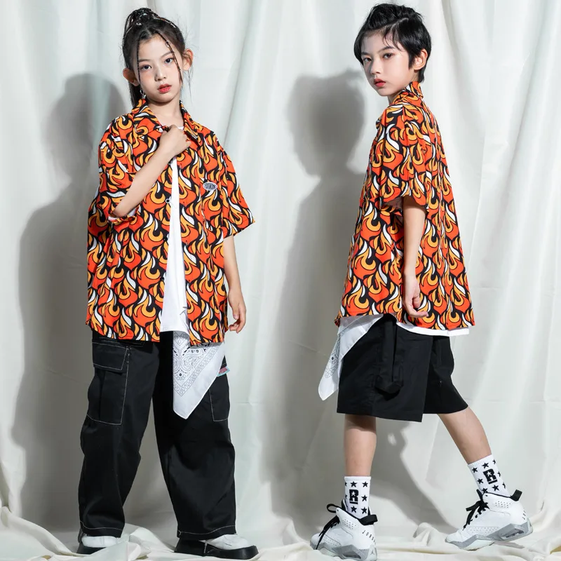 

Kids Hip Hop Street Dance Wear Ballroom Costumes for Girls Boys Dancewear Party Stage Outfits Dancing Clothes T Shirt Jogger