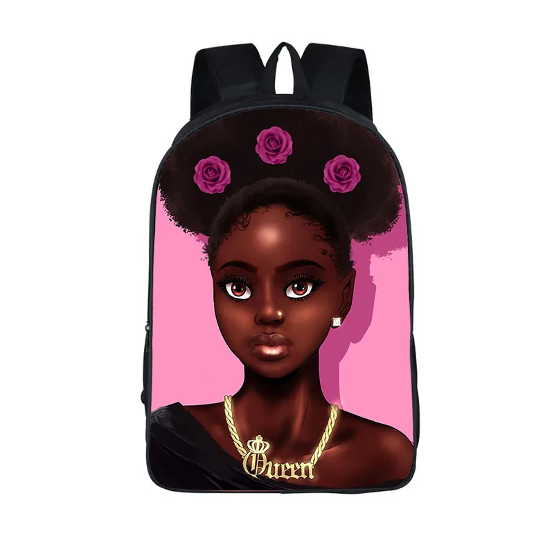 Afro Girl Backpack Princess with Crown Children School Bags for Teenager American Africa Black Girls School Backpack Kid Bookbag