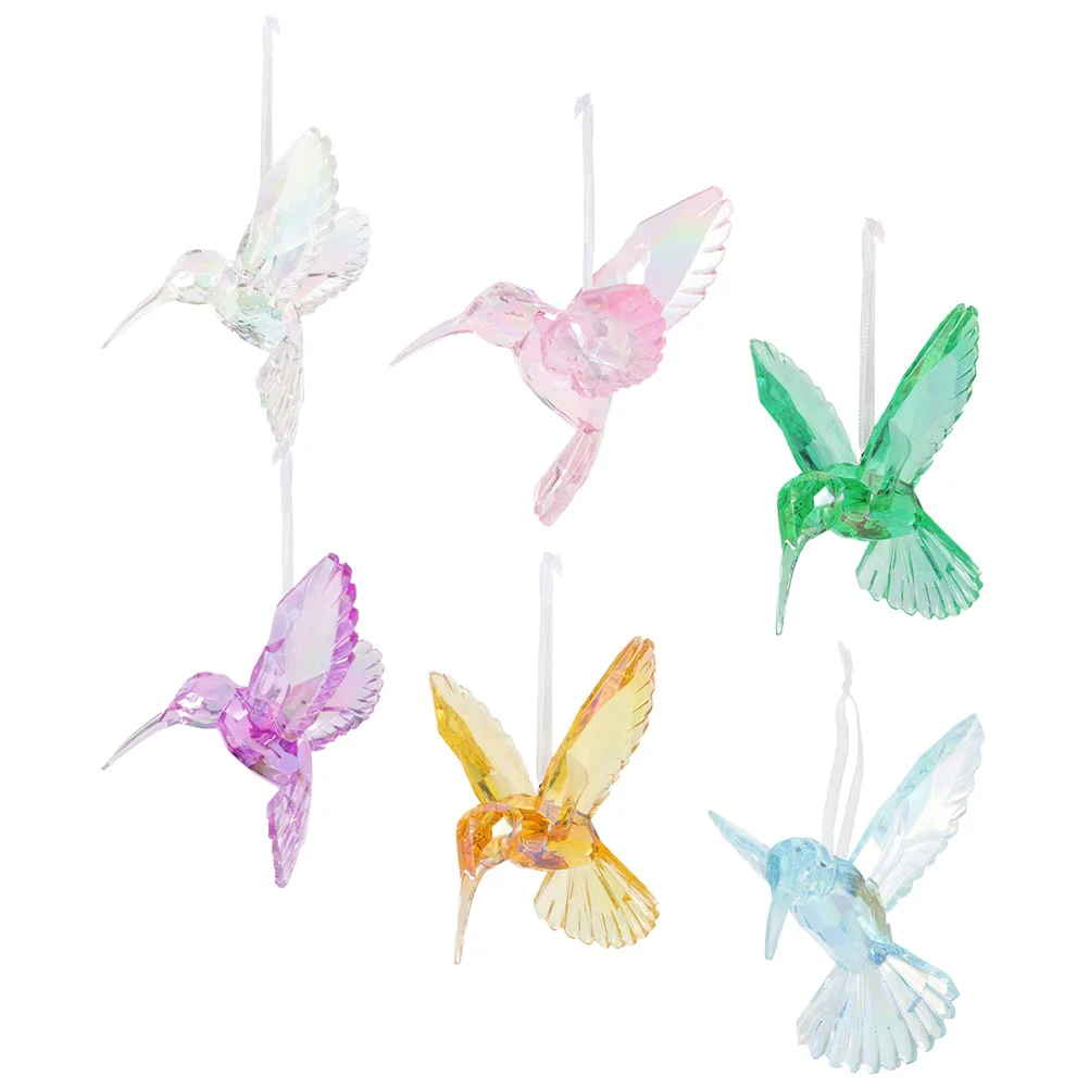 3pcs Crystal Hummingbird Pendant Acrylic nament Decorative Hanging Birds Party Xmas Tree Bedroom Festival 2
