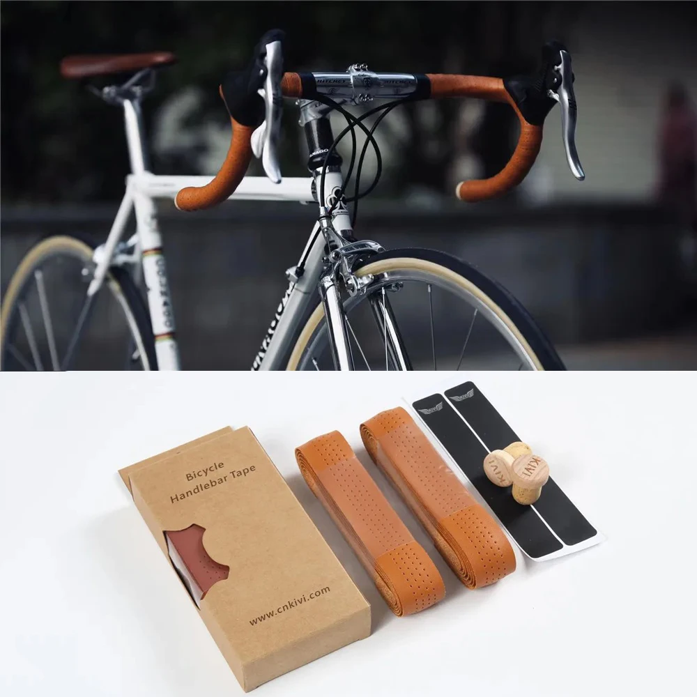 Anti-slip road bike handlebar tape 1 pair handmade vintage leather road bike handle tape