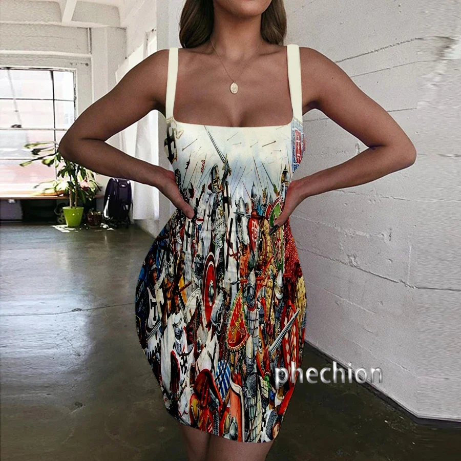 

Phechion Knight Templar 3D Print Dress Women Halter Sleeveless Fashion Party Beach Dresses Novel Sexy Womens Clothing Y14