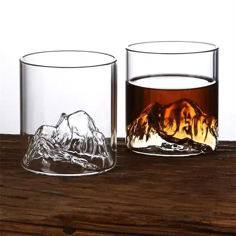 Coffee Glass Cup 200/300/350ML 3D Mountain Whiskey Glass Transparent Multipurpose Beer Tea Cup Home 3D Landscape Cup Bar Party