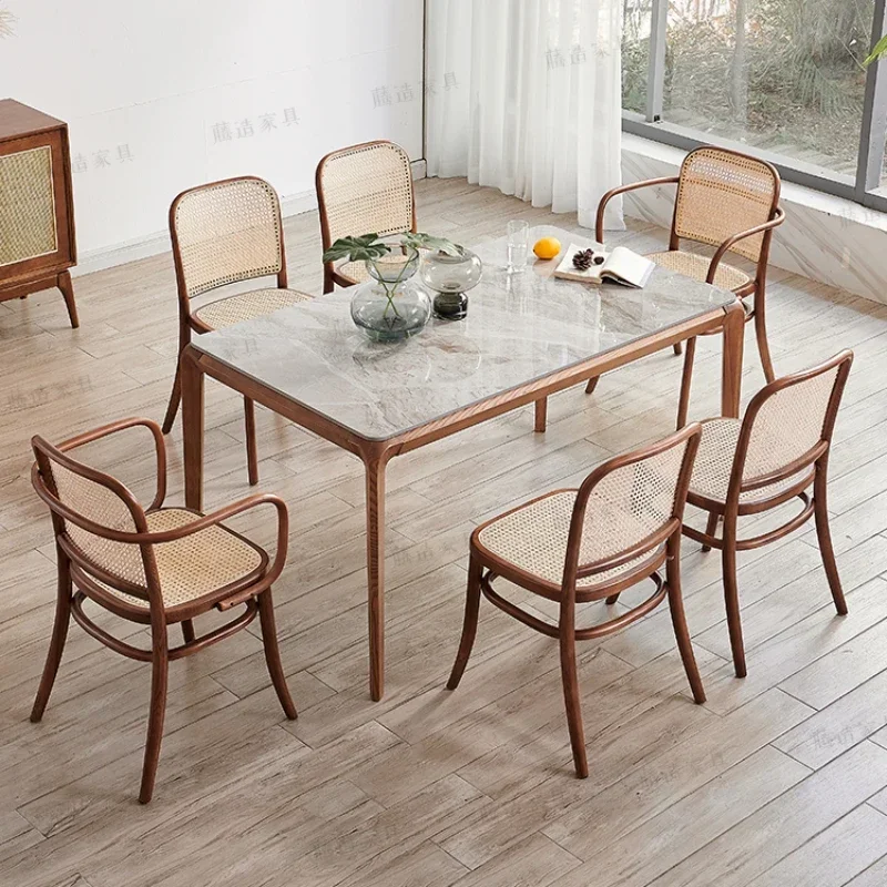 

Solid wood ble, chair, rock board table, Nordic table, white wax wood rectangular