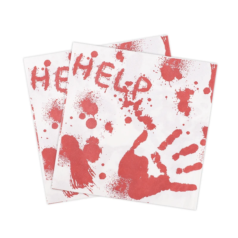20/50pcs Halloween Red Handprint Paper Napkins for Halloween Party Home Dinner Table Decoration Supplies Disposable Tissue