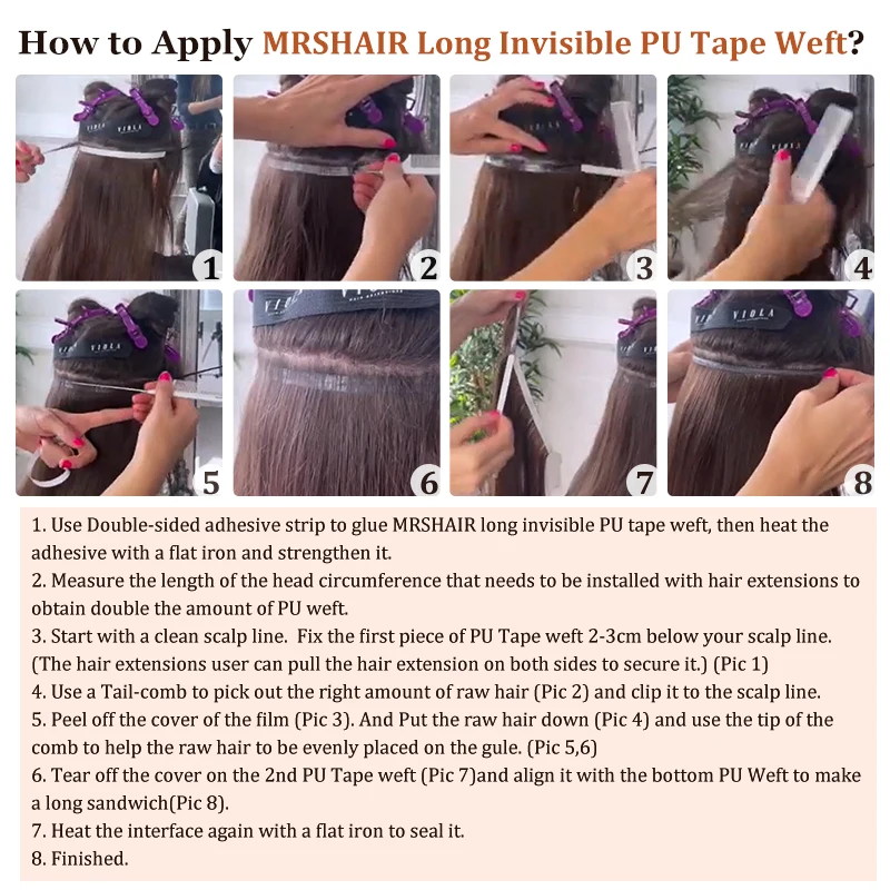 Long Weft Tape Bundles PU Skin Weft Tape in Human Extensions No Glue Natural Human Hair For Fine Hair 40-50G 12-24inch 80cm