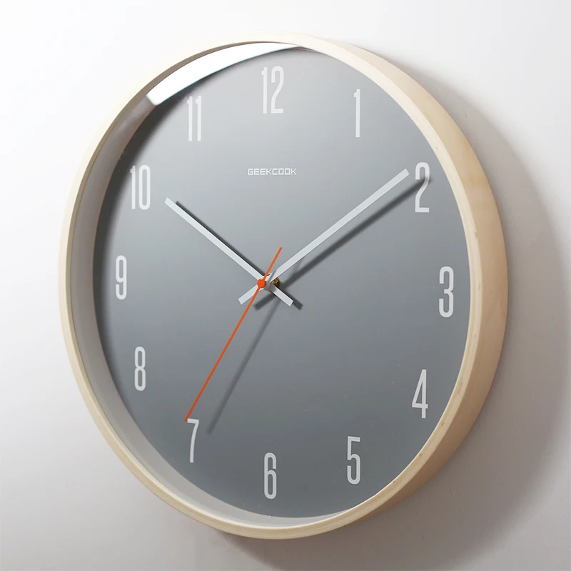 Large Round Silent Wood Wall clock B  