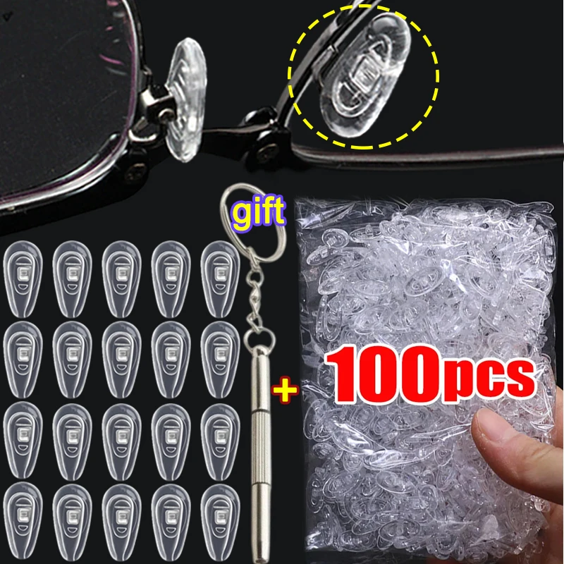 10100pcsTransparentSiliconeEyeglassAirbagSoftNosePadsNosepadsonGlassesSharing