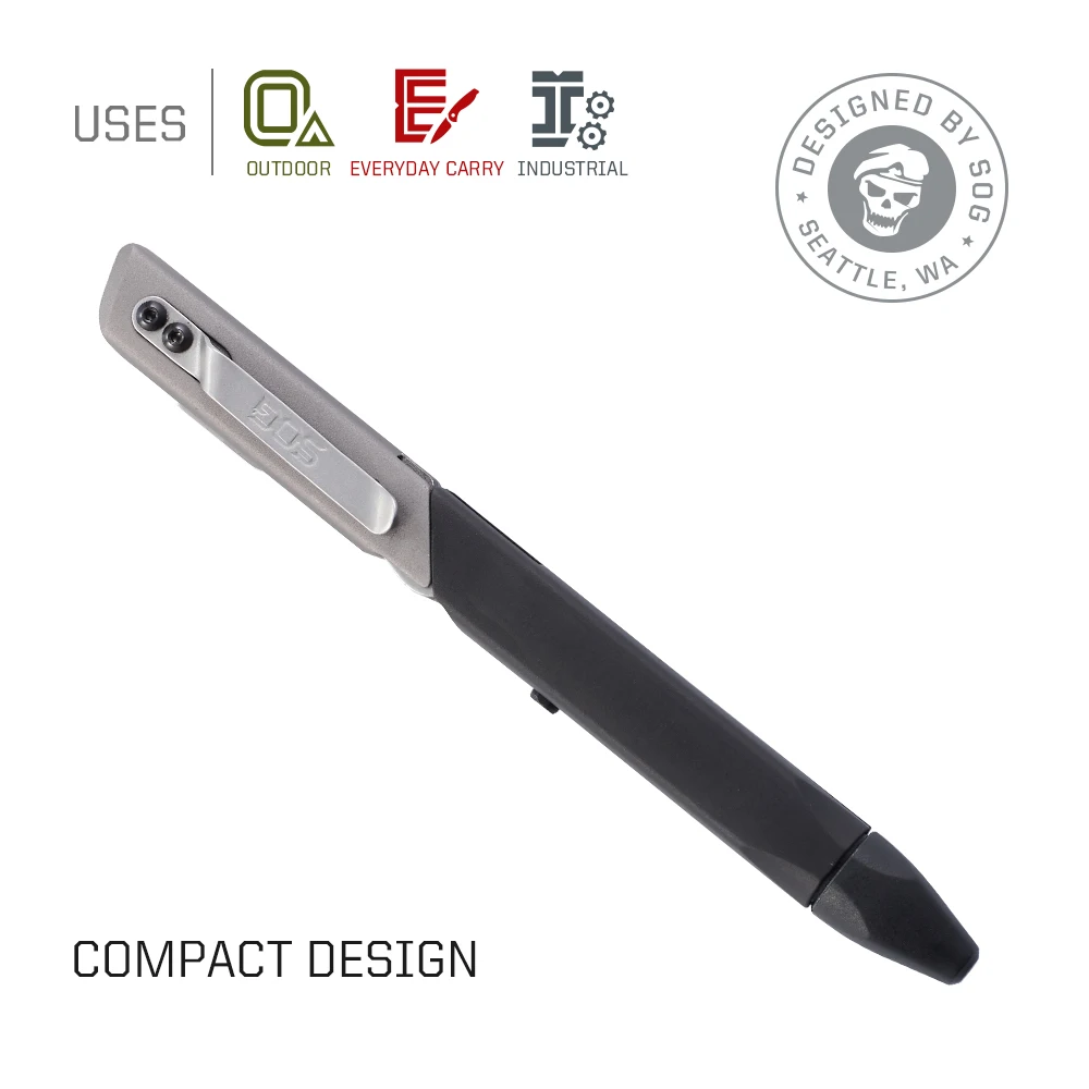 SOG BATON Q1 4 in 1 다기능 전술 펜 접이식 가위, 미니 핸드 툴 키트, 야외 및 일상용 EDC 포켓 툴