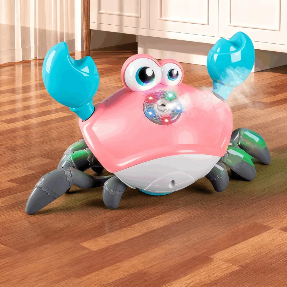 조명, 소리, 스프레이 기능이 있는 전기 게, 어린이들이 등을 오르는 법을 배울 수 있는 만능 걷기 장난감, 크리스마스 및 할로윈 선물