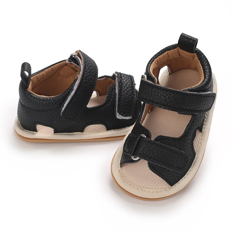 Summer Baby Boys Sandals Solid Color Artificial Leather Breathable Non Slip Shoes