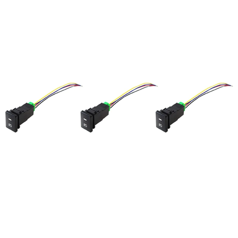 

3x 4-полюсный кнопочный переключатель 12 В со встроенным индикатором для противотуманных фар, дневные ходовые огни, фотоэлемент (33x22 мм)