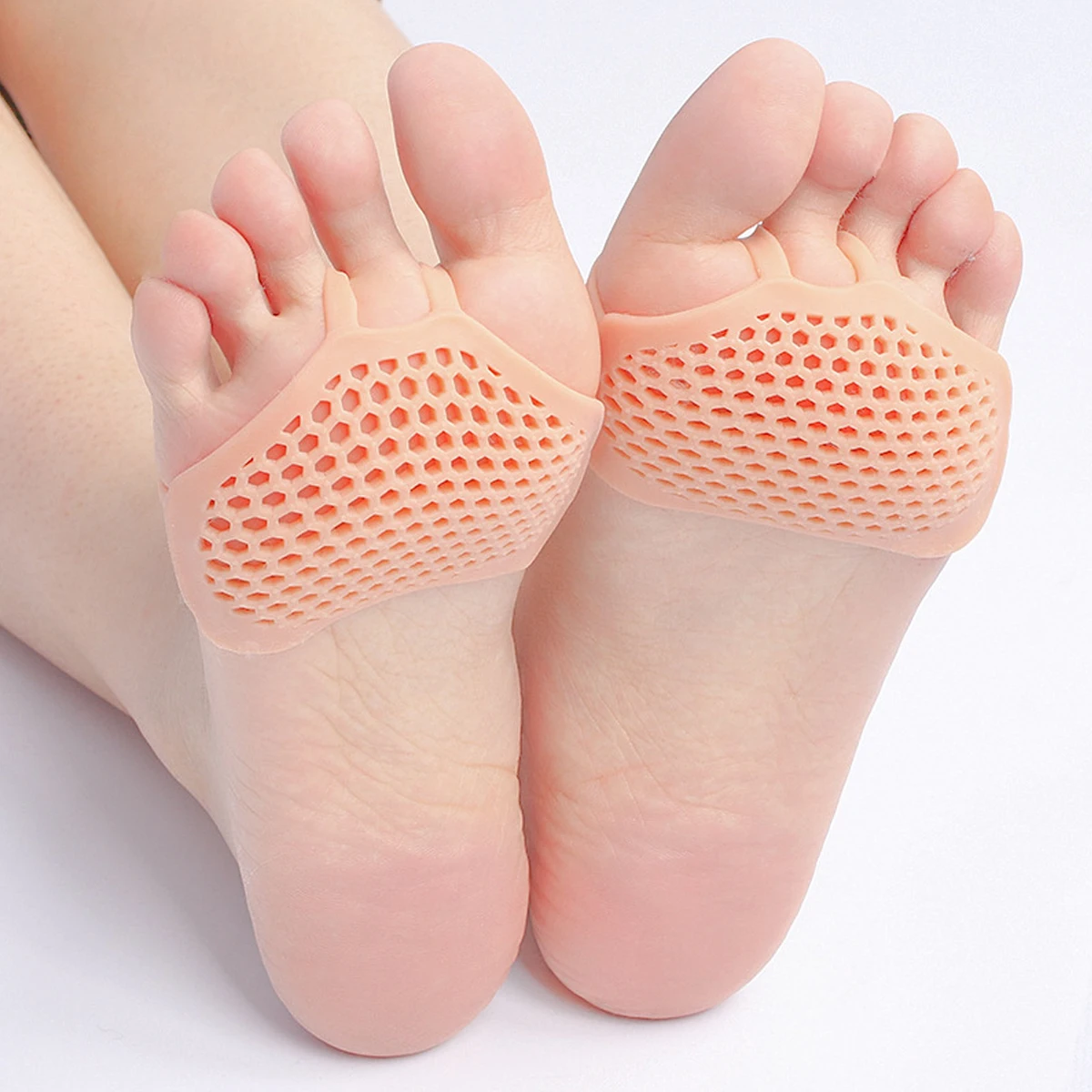 Forefoot Pads Pain Relief Support Front Feet Care Slip Resistant Pads Prevent Grind Feet Foot Care Pad （white&skin color）