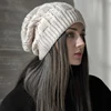 Winter Warm Double Layer Knitted Beanies Hats for Women Fashion Plush Elastic Therml Windproof Skullies Caps Apparel Accessories 3
