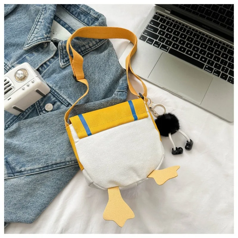 Japanese Style Trendy Color-Block Canvas Shoulder Crossbody Bag - Practical Children's Backpack for Home and Everyday Use