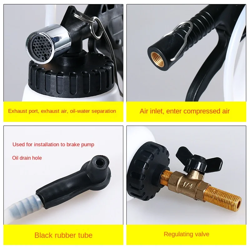 1L 0.75L Capacity Car Brake Bleeder Pumping Fluid Pump Kit Oil Change Purge Tank Tubes Repair Tools Truck Automobile Accessories