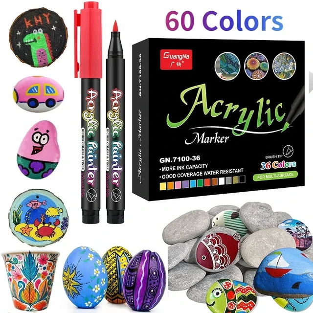 Acrylic Paint Markers Paint Pens For Fabric DIY Crafts Art Supplies With 60  Colors Waterproof Strong Coverage Quick-Drying - AliExpress