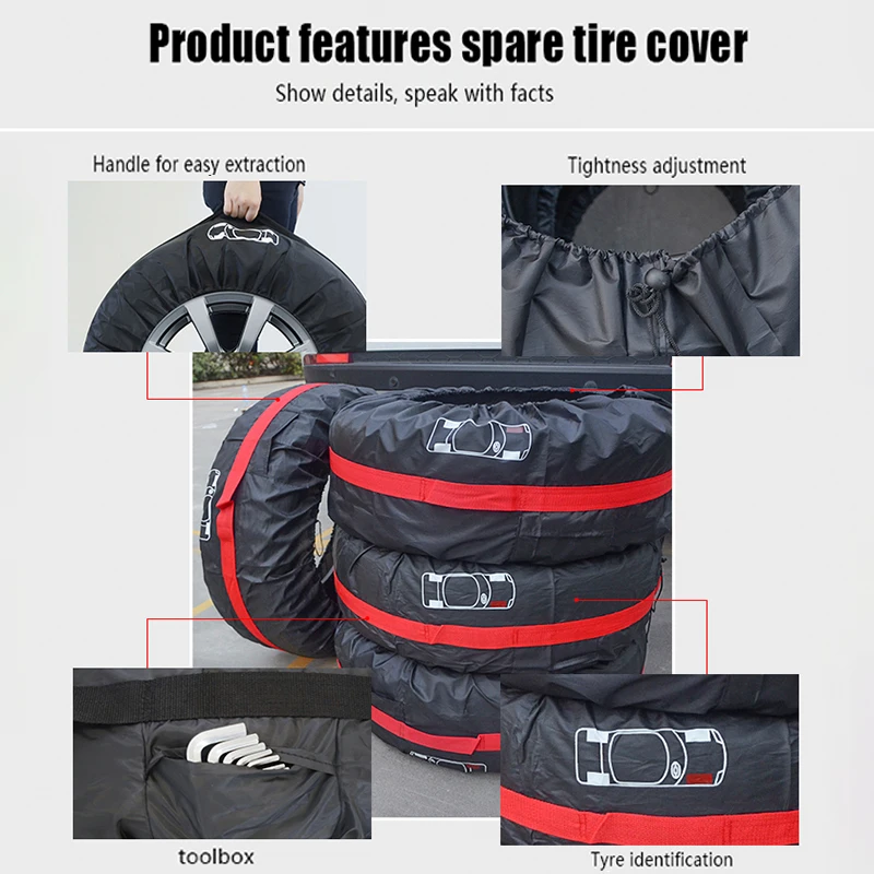 4Pcs/Lot Car Spare Tire Cover Case Polyester Auto Wheel Tires Storage Bags  Vehicle Tyre Waterproof Dust-proof Protector Styling AliExpress