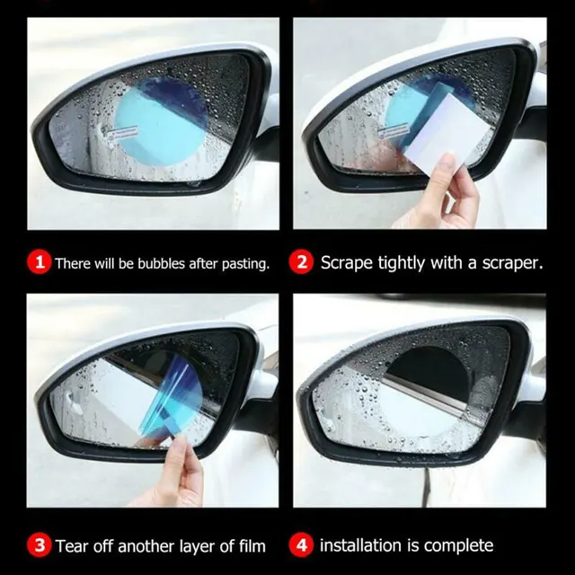 2/4Pc Window Film Car Rear Mirror Protective Film Clear Rainproof Protective Anti-glare Clear Soft Anti Fog Film Car Accessories 5