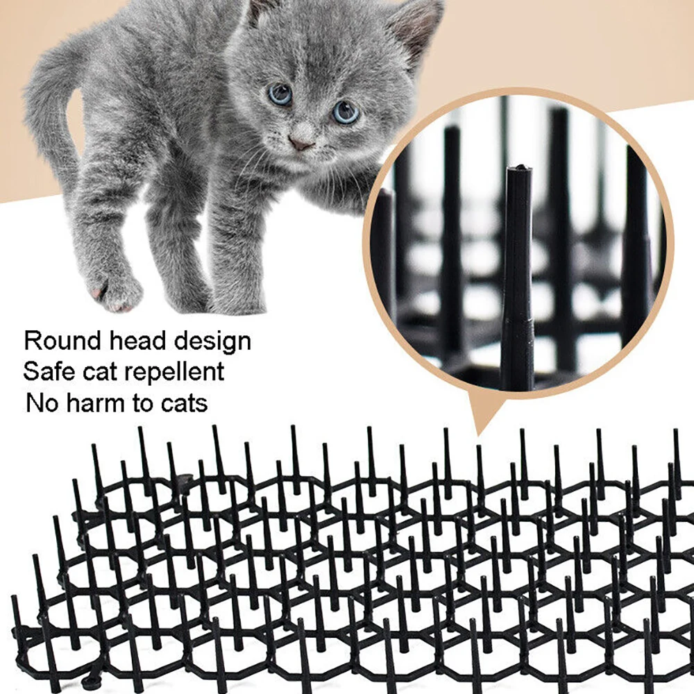12-24pc Gardening Cat Scat Mat Spike Anti-Cat Prickle Strip Deterrent Repellent Deterrent Keep Cat Dog Away Digging Pet Supplies