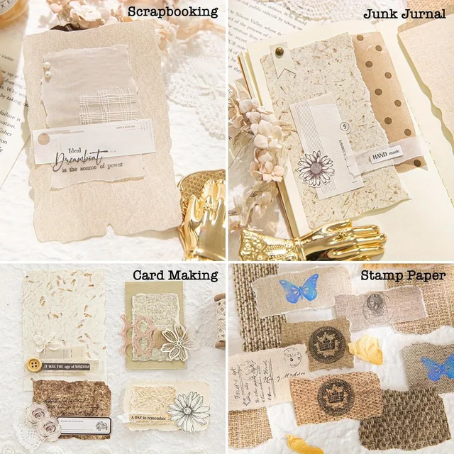 168 Sheets Scrapbook Paper and Embossed Textured Assorted Set - 6 Pack Mixed Special Paper for Scrapbooking Planner Junk Collage 5