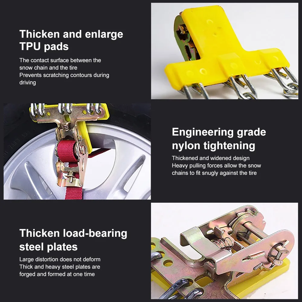 Tire Chains Anti-Skid Iron Car Tire Snow Chains for Tire Width 165-265mmm