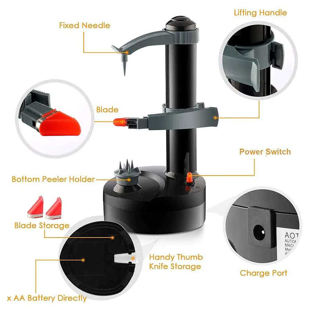 Multifunction Electric Peeler For Fruit Vegetables Automatic Stainless Steel Apple Peeler Kitchen Potato Cutter Machine