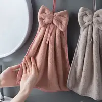 Soft Bow Hand Towels Thickened Coral Velvet Super Absorbent Cleaning Dishcloth for Kitchen Bathroom Home Hair Face Terry Towel 3