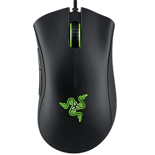 Razer DeathAdder 필수 유선 게이밍 마우스, 노트북 PC 게이머용 마우스, 6400DPI 광학 센서, 5 개의 독립 버튼,