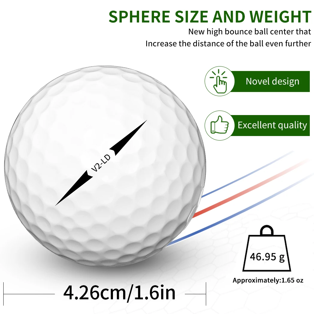Caiton 50pcs 2-Layer Golf Balls - 332 Dimple, Max Distance, Spin Control, Durable, Precision - For Golf Training & Play 2