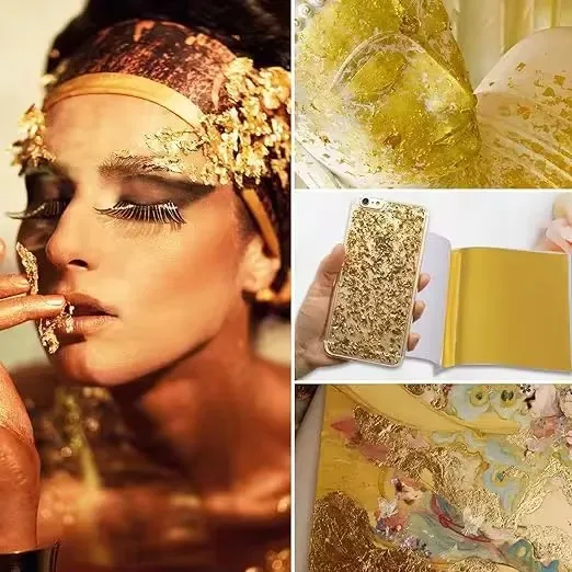 Golden Leaf Foil Leaf Sheets Gilding Foil Imitation Gold DIY Nails Art Painting Gilding Crafting Decor Resin Candle Plaster