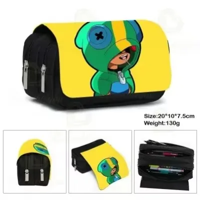 Kids Print Pencil Case Game Canvas Stretch Double Layer Large Capacity Pencil Box Cute School Stationery Kids Pencil Box