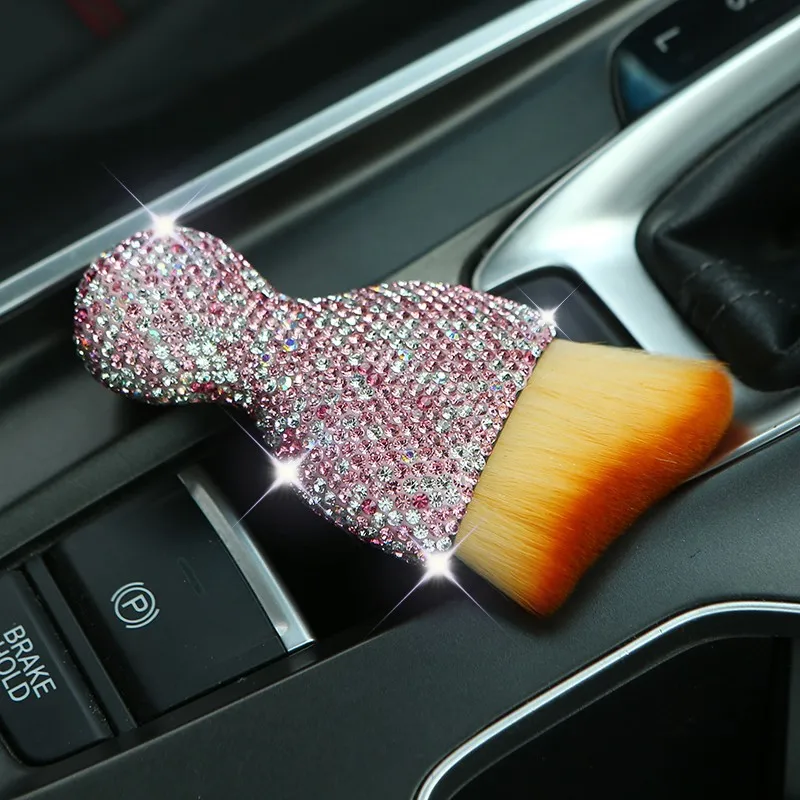 1Pc Bling Diamond Car Interior Dust Sweeping Soft Brush Car Washing Tool Keyboard Gap Car Dust Brush out Trend Cleaning Brush 3