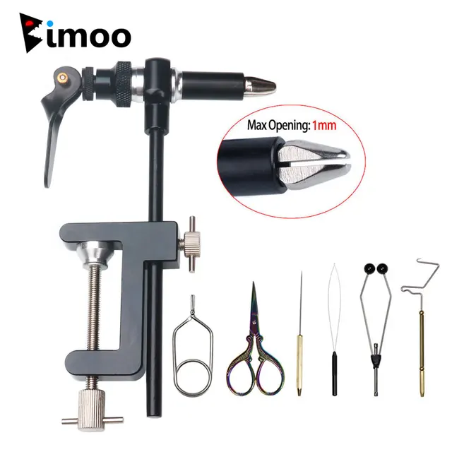 C-Clamp Fly Tying Vise W/ Hardened Steel Jaws 200D Thread Kit Bobbin Holder Threader Fly Tying Tool Kit 1