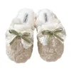 Winter Warm Fur Slippers for Women Cute Bow House Non Slip Soft Shoes Comfort Flat Heel Home Indoor Bedroom Plush Cotton Slides 6