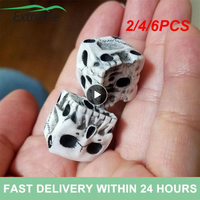 

2/4/6PCS Handmade White Skull Dice Funny Board Game Cross-border Festival Party Funny Dice Game Dice Game Leisure Toys Gambling