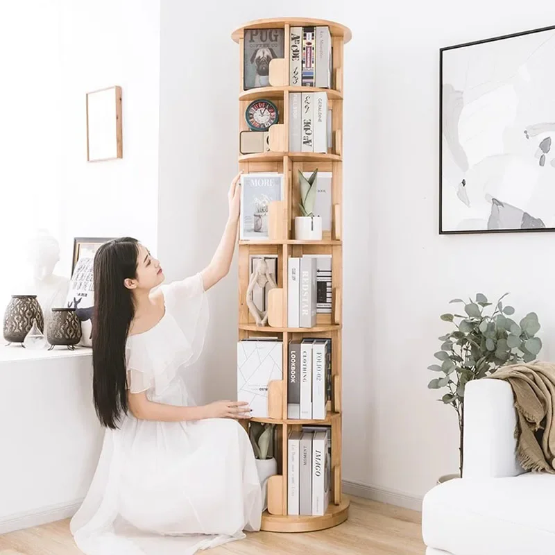 Luxury Kids Rotating Bookcase Moveable Mini Cylinder Rotating Bookcase Living Room Librero Organizador Libros Home Furnitures 1