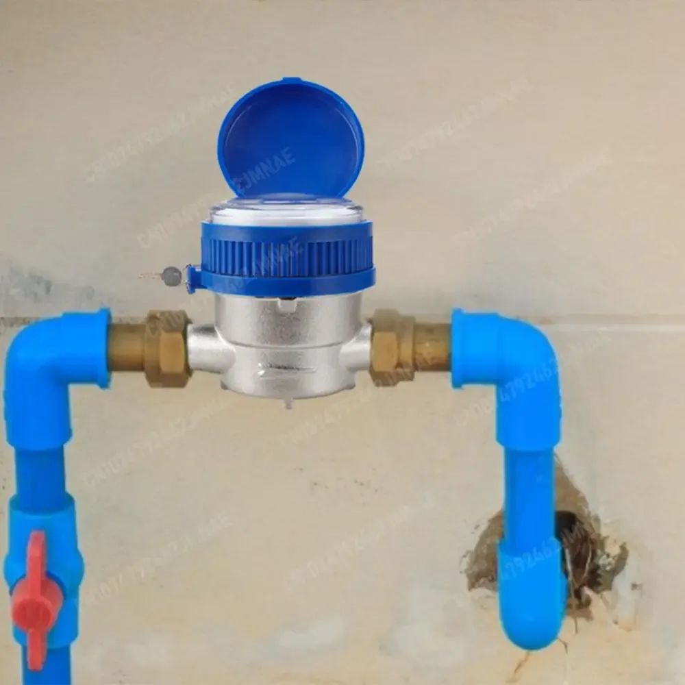Water Meter Professional Flow Measuring Tools with Copper Fittings Rotary Pointer Counter Instrument