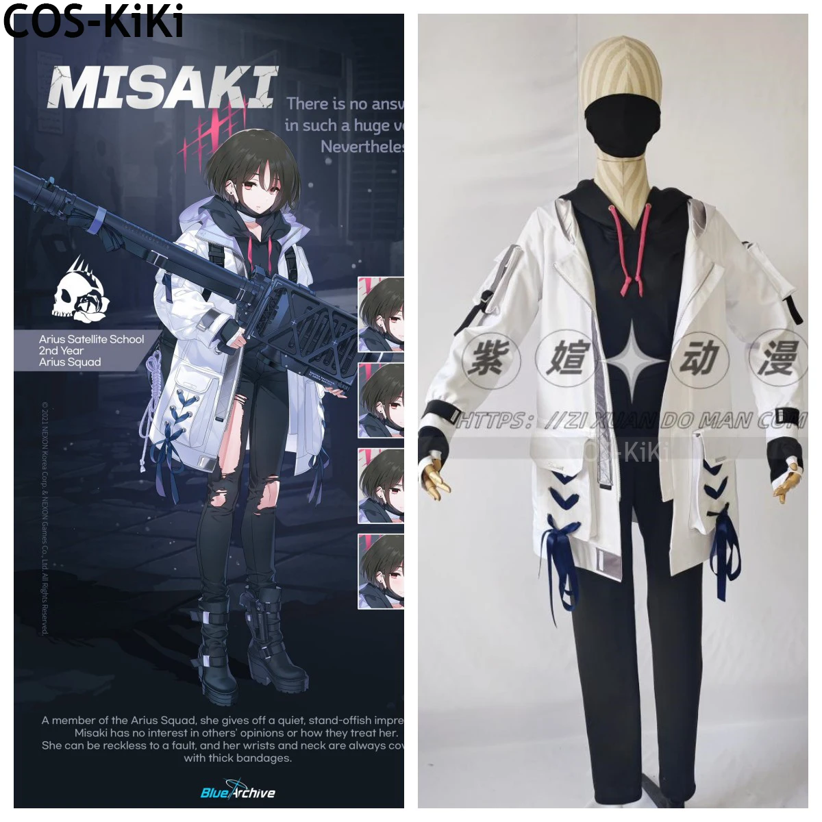 

COS-KiKi Blue Archive Misaki Game Suit Gothic Uniform Cosplay Costume Halloween Carnival Party Role Play Outfit Women Any Size